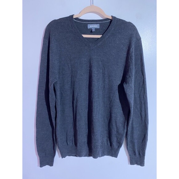 Bonobos Sweater M Grey Extra Fine Merino Wool Grandpa Preppy Business Minimalist - Picture 1 of 9